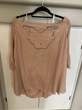 City Chic Blush Embroidered Off-Shoulder Tunic